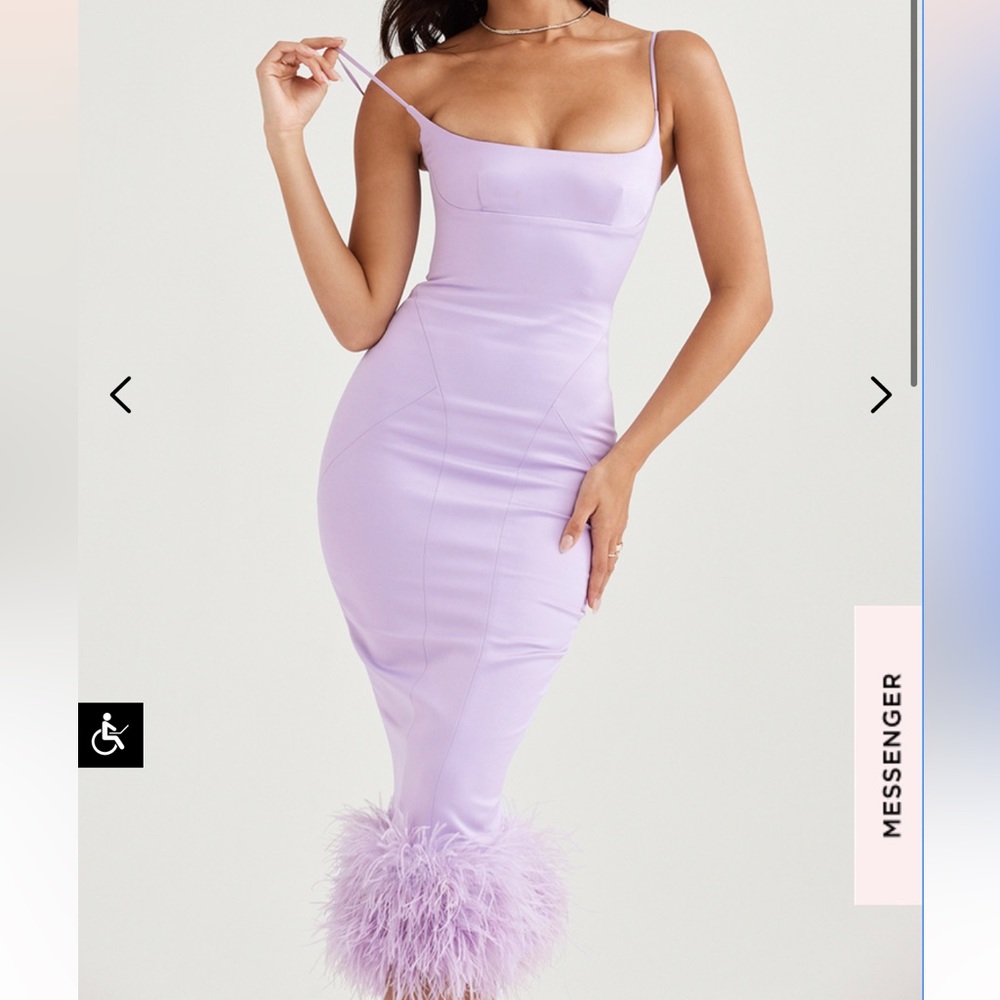 House of CB Helena orchid satin midi dress NWT